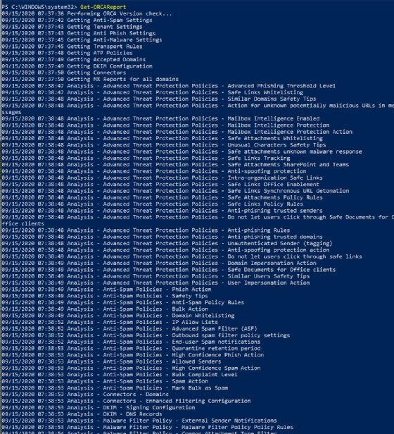 Office 365 Recommended Configuration Analyzer report
