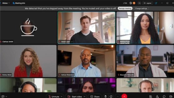 Screenshot of Cisco's new Real-Time Media Models for Webex, which track users' voices and movements.