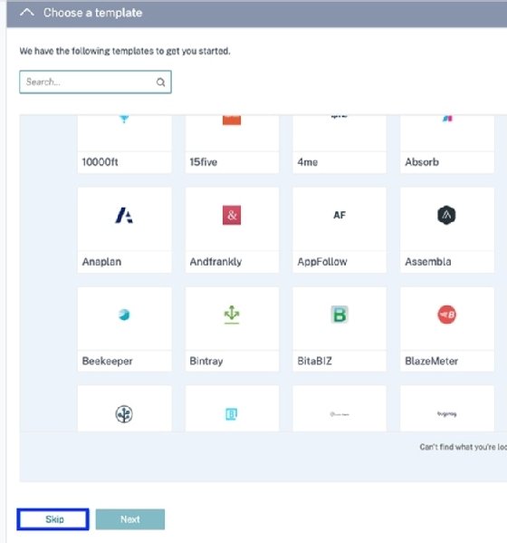 Templates that IT admins can use for SaaS apps in Citrix Workspace