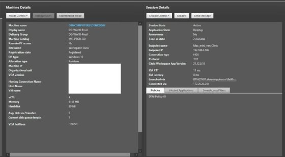 The session data from an example virtual machine, with plenty of data available, including virtual resource usage.
