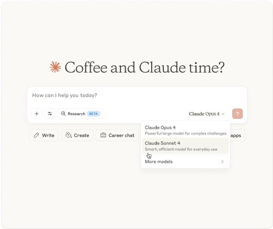 An image of the Claude 4 model selector.