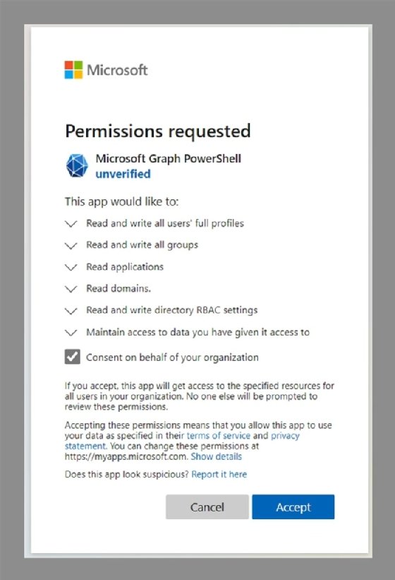 Microsoft Graph consent prompt
