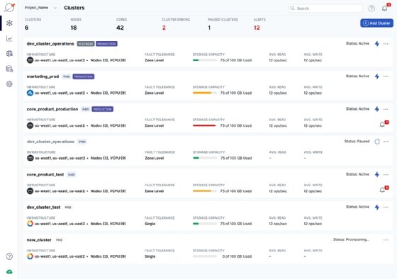 Screenshot of Yugabyte cloud platform