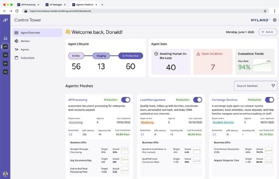 Hyland's AI agent platform manager screenshot
