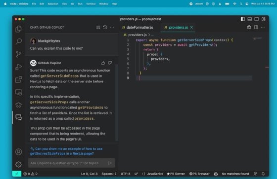 GitHub Copilot Chat screenshot
