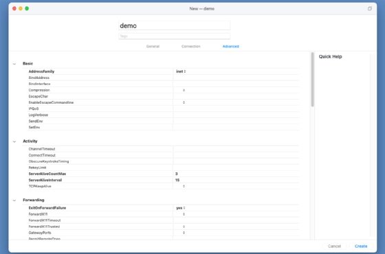 Screenshot of the forwarding configuration pane in Core Shell.