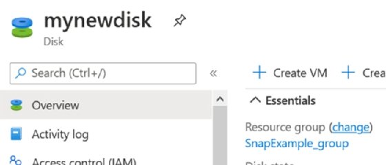 Create a VM for Azure snapshot.