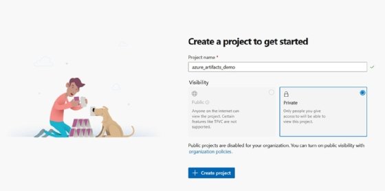 A screen to write your project name and option to select visibility preference