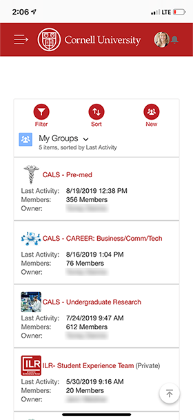 Screenshot from Cornell's new mobile CRM system 1