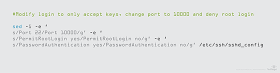 Linux stream editor sshd_config file configuration