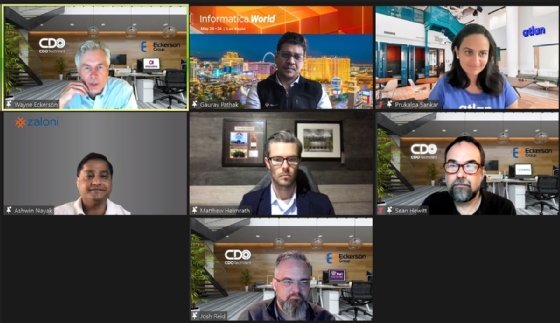 Sean Hewitt (middle right) and Josh Reid (bottom) of Succeed Data Governance Services take part in a virtual conference