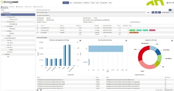 A screenshot of the Datadobi StorageMap user console