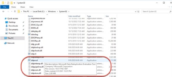 A screenshot showing the location of ddpeval-explorer.