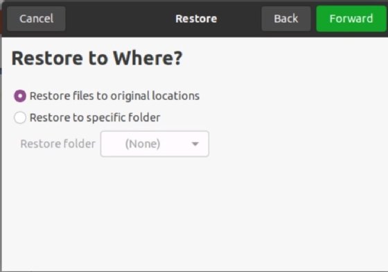 Screenshot of prompt to restore files to original locations.