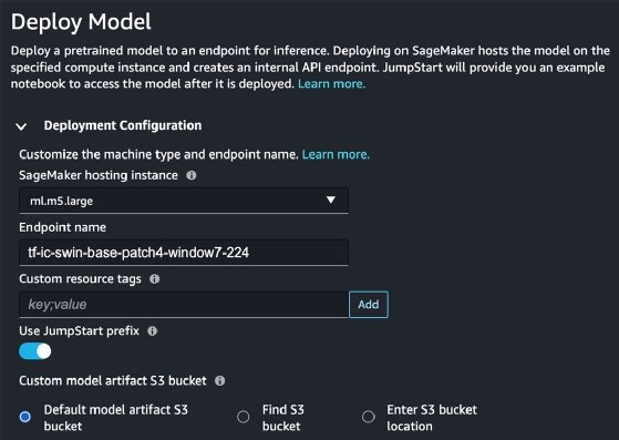 Configure parameters for SageMaker jumpstart