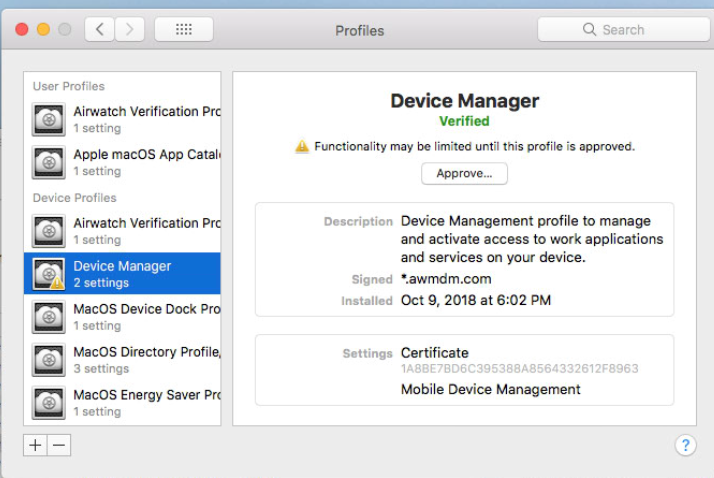macOS security device manager