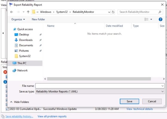 Reliability Monitor reports