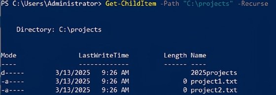 A PowerShell window that shows command execution.