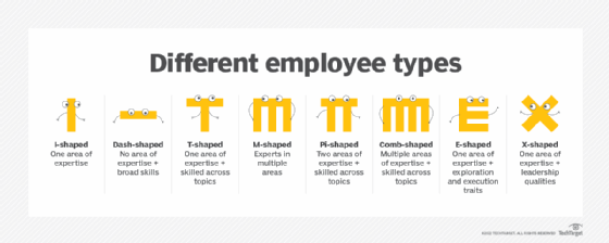 Image shows shapes signifying different employee types and what each entails.