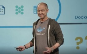 Docker CEO Scott Johnston onstage at DockerCon 2022