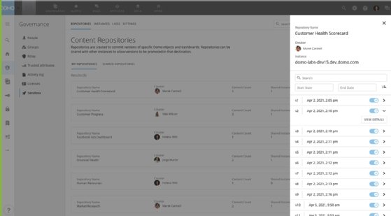 A Domo Sandbox screenshot