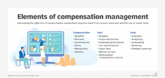 Infographic that emphasizes compensation management requires the right mix of data and software tools.