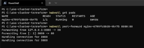 Screenshot showing the Nginx server running after being forwarded to a local machine