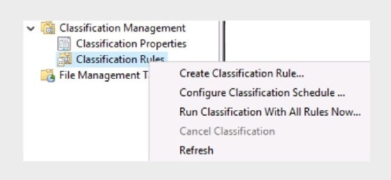 Screenshot of implementing new classification within File Server Resource Manager