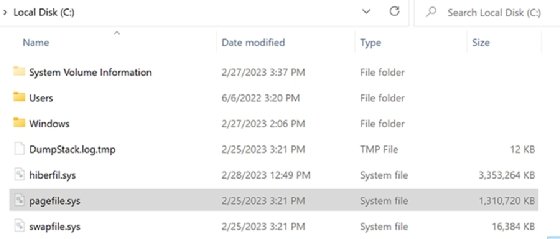 Pagefile.sys location.