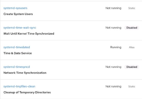 Image of the services console in Linux