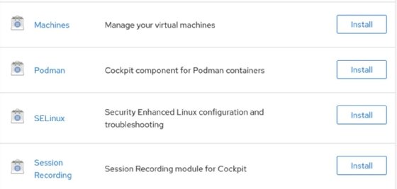 image of the applications console in Cockpit for Linux