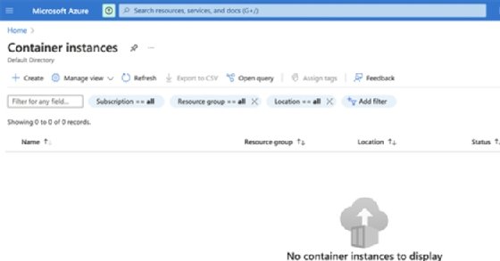 Screenshot of Microsoft Azure Container Instances page