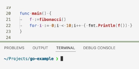 Screenshot of a poorly formatted main function in Go
