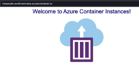 Screenshot showing 'Welcome to Azure Container Instances' message