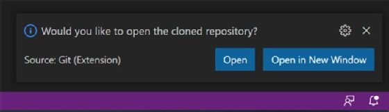 Screenshot of the prompt asking if the user wants to open the repository