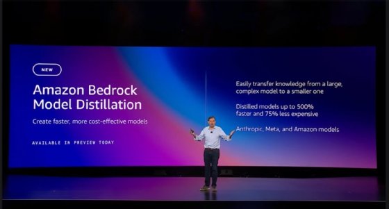 AWS' Matt Garman speaking on stage at the re:Invent 2024 conference.