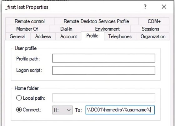 AD user template variable