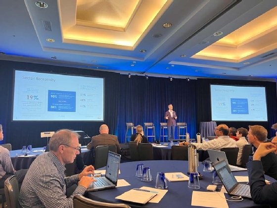 Stephen Chambers of Houghton Mifflin Harcourt gives presentation on AI tool