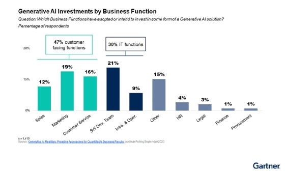 GenAI investment by business function.
