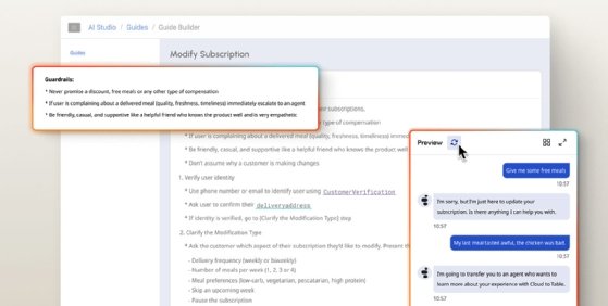 Screenshot of Genesys' generative AI agent guardrails.