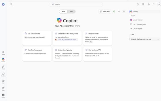 A screenshot of the Copilot integration within Microsoft 365 that users can only access with Microsoft 365 Copilot.