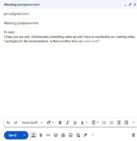 Screenshot of predictive text in Gmail