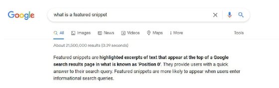 Featured snippet example 