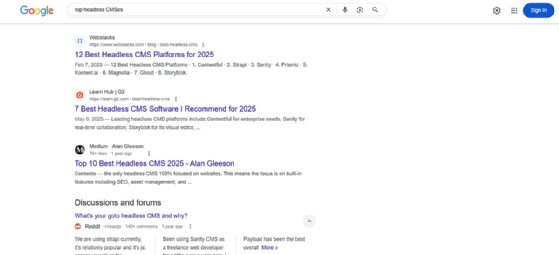 A screenshot of a Google search engine results page.