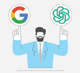 Image of Google and OpenAI logos