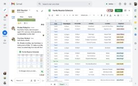 People messaging in Google Chat while working on a Sheets document