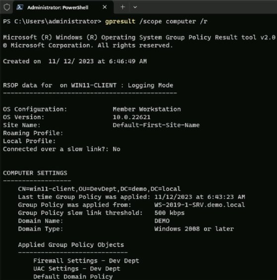 Partial screenshot of the gpresult summary.