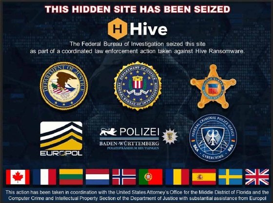 A Hive ransomware takedown notice.
