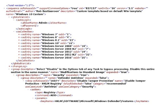 Custom OSOT template XML file