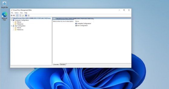 Visual showing the Domain Group Policy manager opening the policy editor.